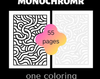55 Monochrome Abstract Pattern Coloring Pages, Relaxing Art (PDF Download 8.5x11)