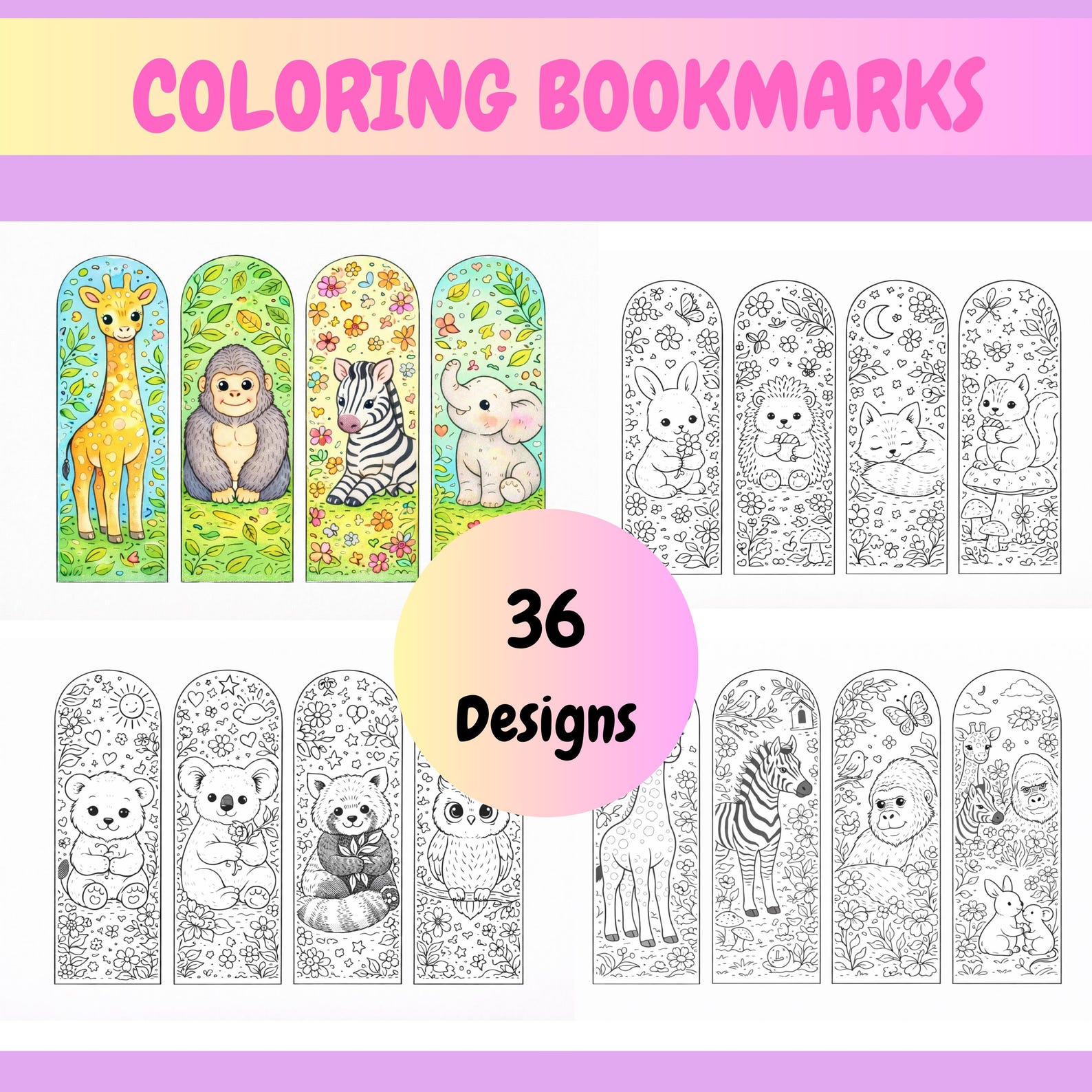 Animal Coloring Bookmarks for Kids, Printable Classroom & Homeschool ...