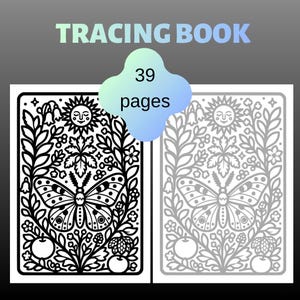 Printable Tracing Book, Botanical Celestial Pages, Butterfly Owl Moon (39 Pages)