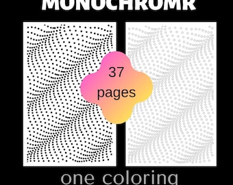 Monochrome Dot Coloring Pages | Optical Illusion Geometric Patterns (37 Pages)