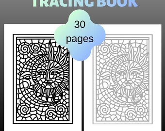 Tracing Book Printable PDF, 30 Printable Traceable Pages, Stained Glass Tracing Book, Beginner Drawing Practice, Floral Line Art