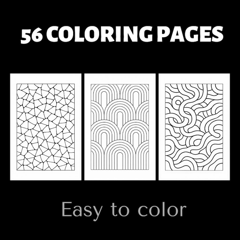 Bold Pattern Coloring Pages | 56 Simple Abstract Designs (PDF Download ...