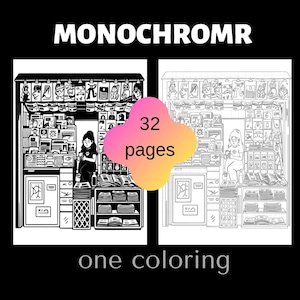 Monochrome Coloring Book | 32 Cozy Interior Pages (PDF Download)