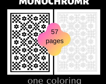 57 Monochrome Abstract Pattern Coloring Pages, Relaxing Art (PDF Download 8.5x11)