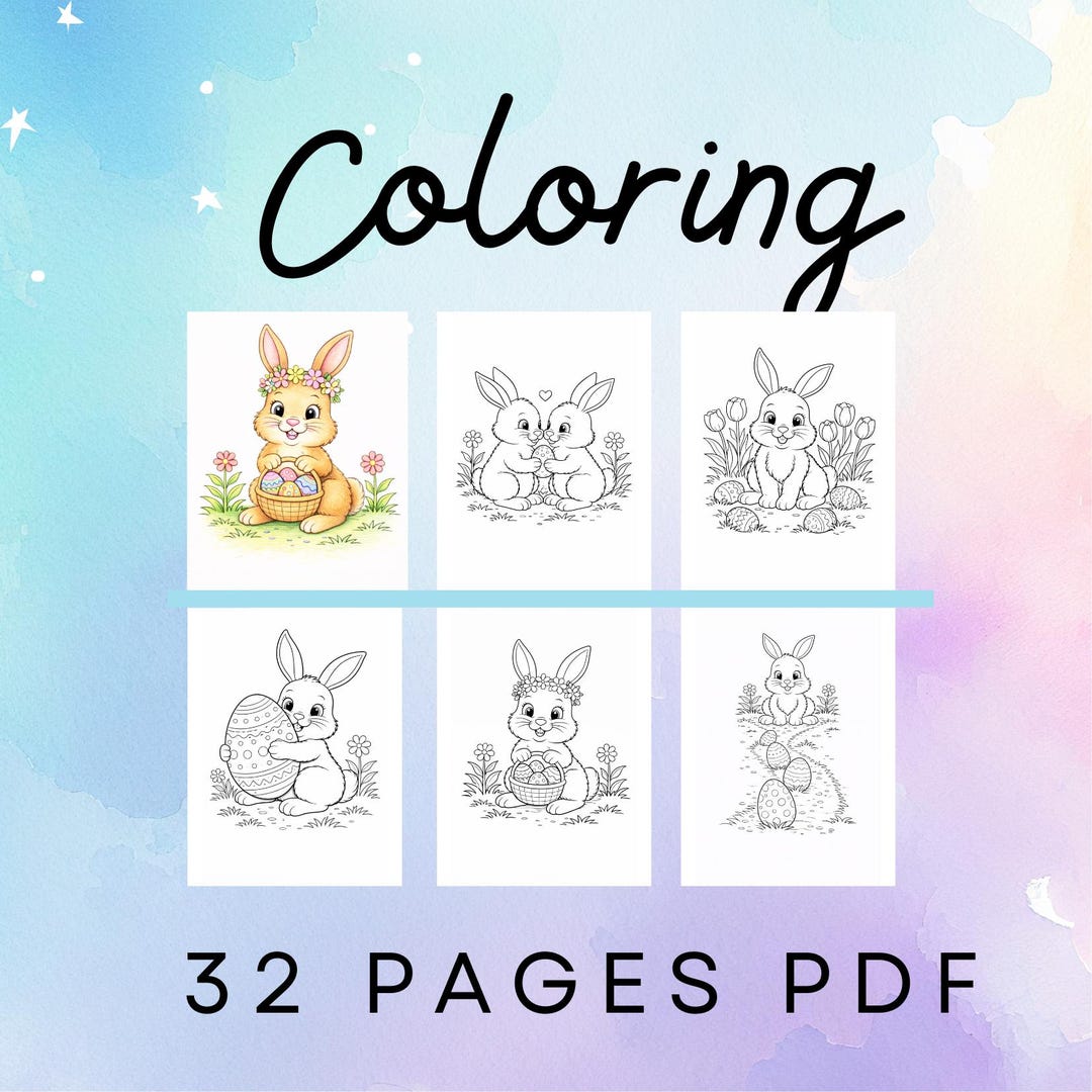 Easter Bunny Coloring Book Printable | Cute Rabbit Coloring Pages for ...