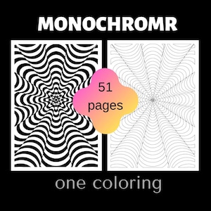 Monochrome Optical Illusion Coloring Pages | Geometric Abstract (51 Pages)