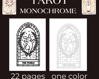Tarot Kleurboek | 22 monochrome lijntekeningen (pdf, 8,5 x 11)