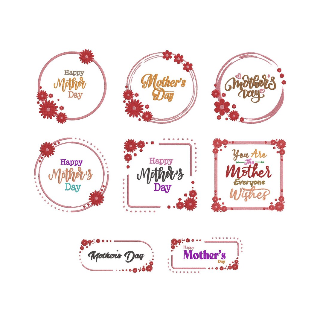 Mom Embroidered Frame Floral Mother Embroidery Design, Floral Frame Mom Embroidery File ...