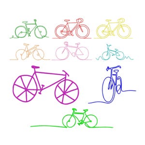 Bicycle Machine Embroidery Design, One Line Bike Outline Embroidery, Minimalist Cycling Embroidery, Bike Designs, Instant Digital Download