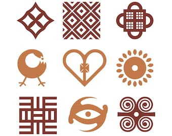 African Adinkra Clipart Tribal Vector Design, Cultural Ethnic Machine Embroidery File, 9 Design, 7 Size, Instant Download