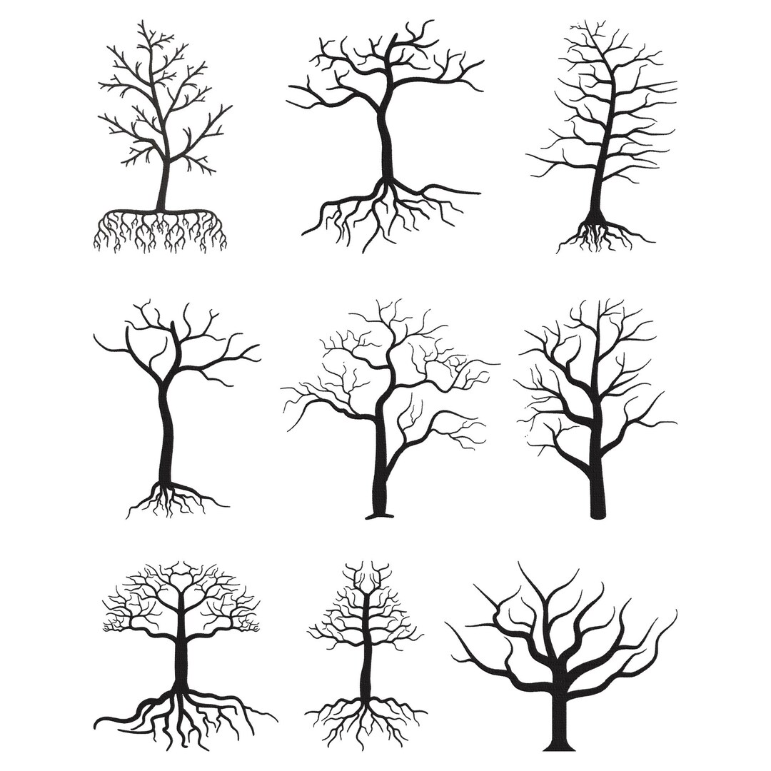 Bare Tree Root Nature Embroidery Design, Tree With Root Nature Tree ...