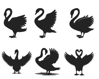 Elegant Swan Bird Embroidery Design, Elegant Swan Bird Machine Embroidery File, 6 Design, 9 Size, Instant Download