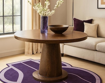Hand Tufted Wool Abstract Rug, Sculptural Contemporary Purple Carpet, Living Room Decor