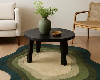 Modern Abstract Organic Shape Wool Area Rug – Hand-Tufted Earth Tone Accent Piece