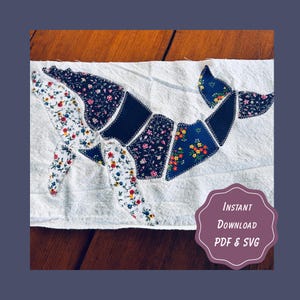 Mönster för applikationer med knölvalsmönster | 3 utskrivbara PDF-storlekar + SVG-klippfil | Quilt med havsdjur | Folkkonststil | Hållbar