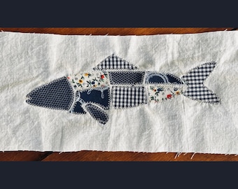 Sardine Patchwork Applique Sewing Pattern | 3 Printable PDF Sizes + SVG Cut File | Fish Craft | Raw Edge, Free Motion Quilting | Sea Life