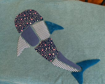Whale Shark Patchwork Applique Sewing Pattern | 3 Printable PDF Sizes + SVG Cut File | Majestic Ocean | Raw Edge | Free Motion Quilting Folk