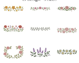 Floral Border Embroidery Design – Flower Corner Pattern (Instant Download)