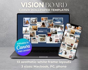 Vision Board 2026 Canva Template | Aesthetic Digital Vision Board & Manifestation Board | Canva Pro