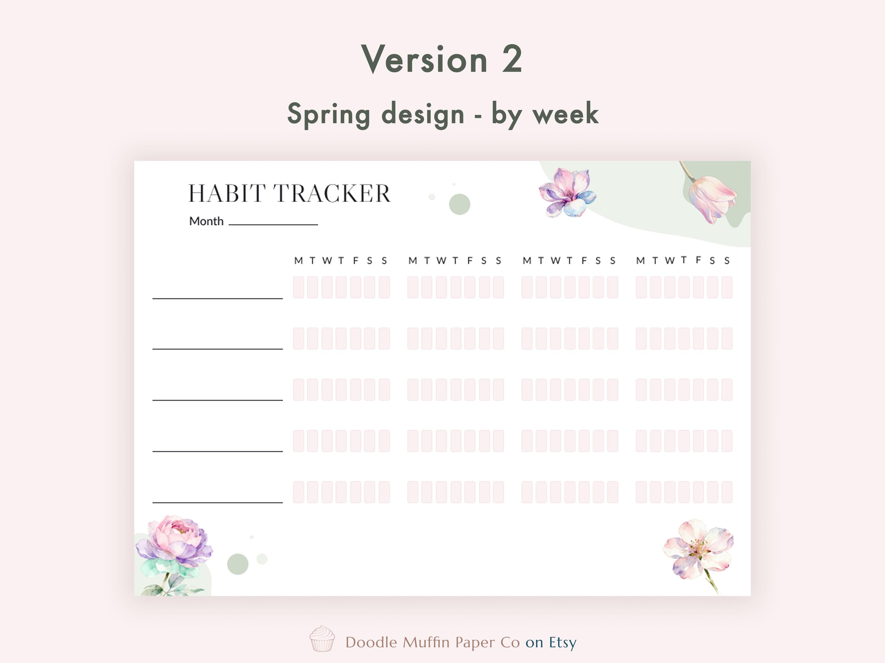 Spring Habit Tracker Printable, A4 Planner (digital Download) - Etsy