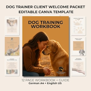 Dog Trainer Welcome Packet Canva Template | Dog Training Client Workbook | Editable Dog Trainer Forms | Dog Trainer Business| DE & EN