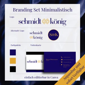 Luxus Logo Vorlage Canva | Minimalistisches Branding Set Blau Gold | Visitenkarten Vorlage | Professionelles Business Corporate Design