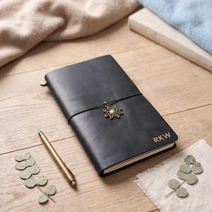 Personalisiertes Lederjournal, individuell befüllbares Notizbuch, monogrammiertes Tagebuch, Lederskizzenbuch, Geburtstagsgeschenk für Sie und Ihn