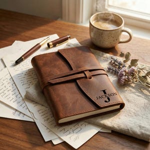 Personlig läderjournal, påfyllningsbar graverad anteckningsbok, personlig företagspresent, present till anställda, affärspresent