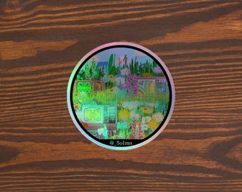 Sticker holographique Technoflora