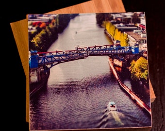 Bamboo Block, Bridge, sky, city, water, dock, fremont, living room, boat , wall art, bathroom, print, union, seattle, puget sound, locks,