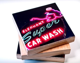 Photo Bamboo Block, decor, icon, landmark, original photography, living room, wall art, seattle, vintage, city. urban, elephant, neon, sign