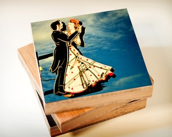 Bamboo Blocks, neon, sign, vintage, mid century, ballroom, wall art, woman, couple, dancing, print, photography, love, valentine, heart