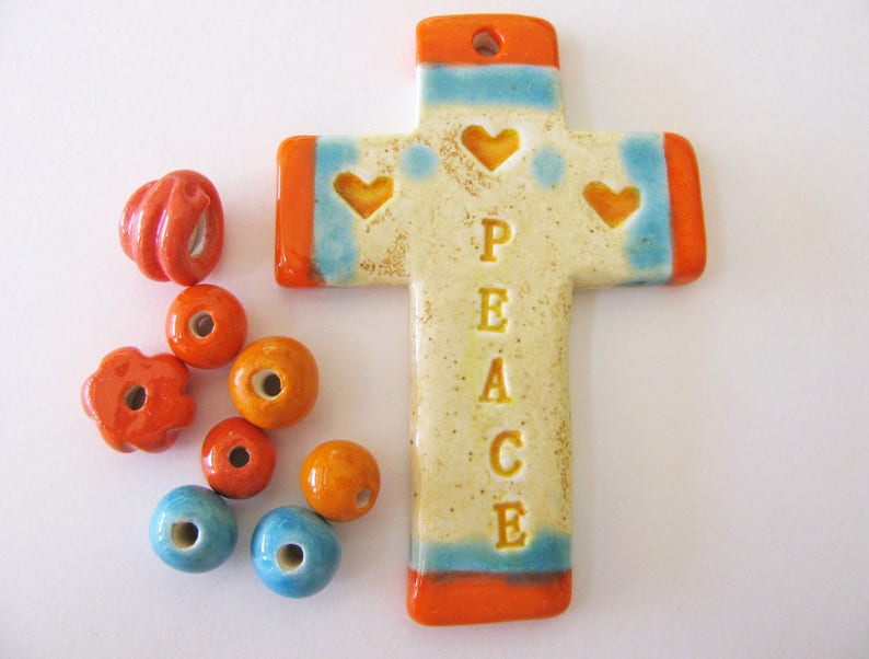Peace Cross Pendant /& Beads