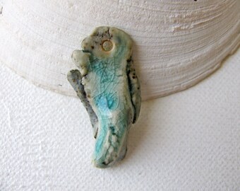 Ocean Spirit Abstract Pendant -  Stoneware Clay - Organic shaped focal Bead for Necklace