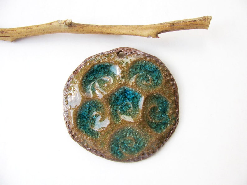 Swirly Sea Pendant Brown Stoneware Clay