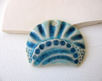 Waves of Blue Pendant Stoneware Clay