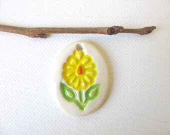 Charming Yellow Flower Pendant Earthenware Clay