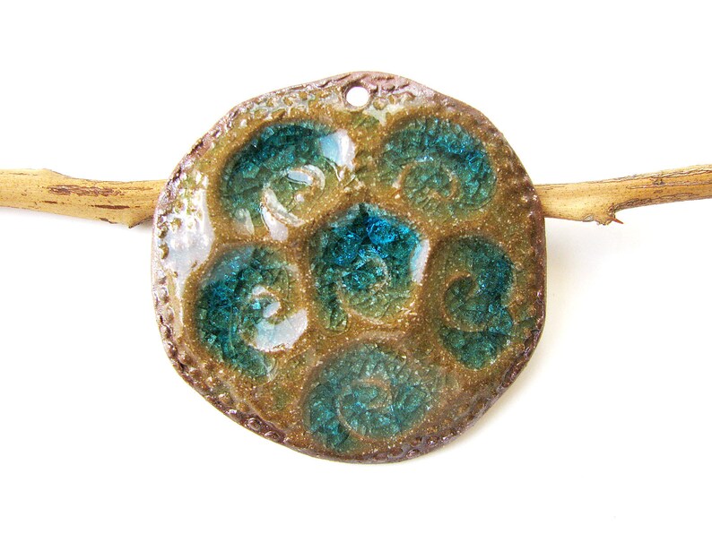 Swirly Sea Pendant Brown Stoneware Clay