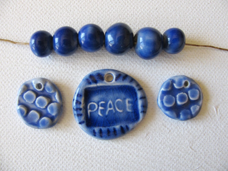 Blue Peace Pendant and Beads image 3