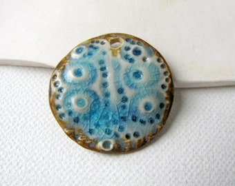 Beneath the Sea Ceramic Pendant - handmade stoneware clay - for necklace - jewelry making