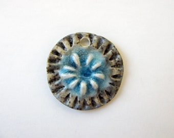 Small Blue Flower Charm Stoneware Clay