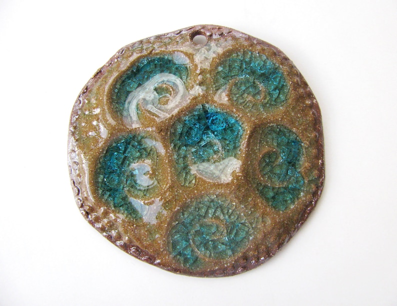 Swirly Sea Pendant Brown Stoneware Clay