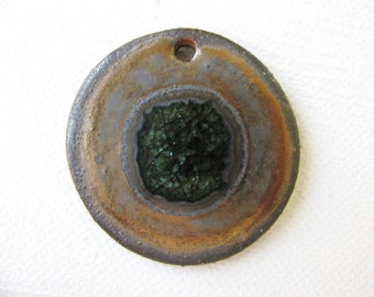 Earth Glow  Pendant - Handmade Stoneware Clay - for necklace - jewelry making