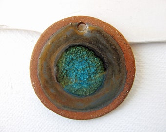 Dynamic Sacred Earth  Pendant - handmade stoneware clay - for necklace - jewelry making