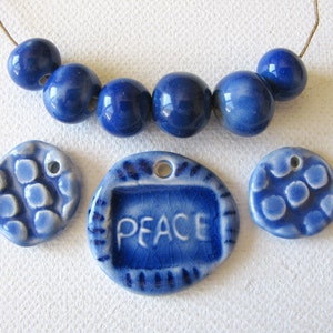 Blue Peace Pendant and Beads image 1