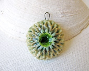 Sea Green Anemone Pendant Stoneware Clay