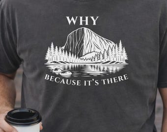 Mountain Hiking Shirt, Because Its There Tee, Vintage Outdoor Adventure Shirt, National Park Graphic, Climber Gift for Hikers