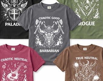 DnD tshirts, Lawful, Neutral & Chaotic Classes, Dungeons and Dragons gifts, Tabletop RPG Gift