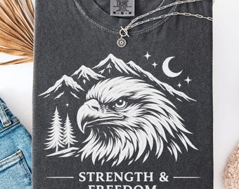 Wildlife Graphic T-Shirt, Eagle Nature Tee, Comfort Colors® Pepper Shirt, Vintage Forest Adventure Top, Rustic Outdoor Gift