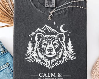 Wildlife Graphic T-Shirt, Bear Nature Tee, Comfort Colors® Pepper Shirt, Vintage Forest Adventure Top, Rustic Outdoor Gift